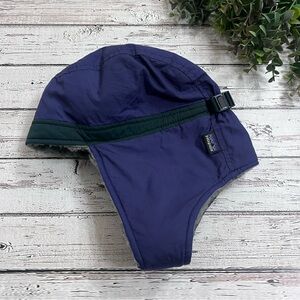 Vintage Patagonia Snow Dome Winter Hat Sherpa Fleece Purple Green 90s